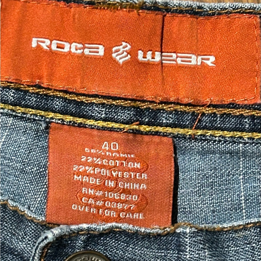 Rocawear Jeans Mens Vntg Baggy Hip Hop Skater Y2K Wide Leg Thrashed Distressed‎ - Picture 9 of 12